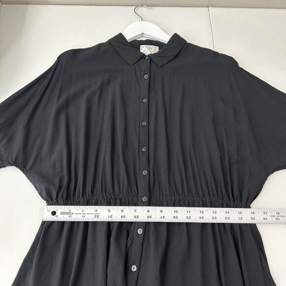 L Space Womens Top Extra Small Black Pacifica Tunic Button Front Shirt Cover-Up - Picture 4 of 10